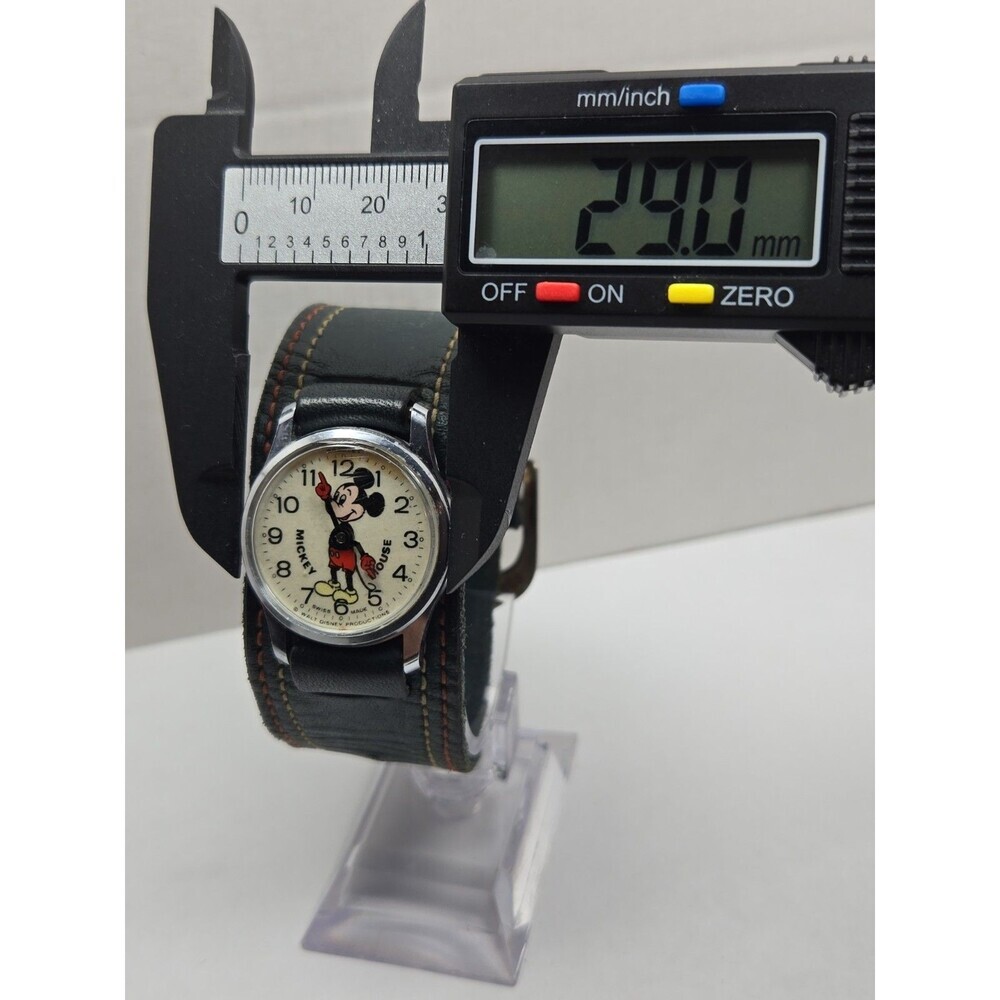 Vintage Bradley Mickey Mouse Swiss Made Walt Disney Mechanical Watch Blue Strap - Picture 7 of 14